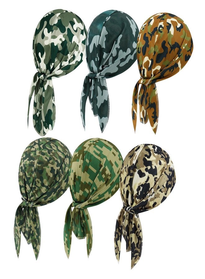 DOCILA Do Rags Skull Cap for Men Women Military Camo Motorcycle Head Bandana Helmet Liner Durags Head Wrap Tactical Cycling Beanie Memorial Day Gifts 6 Pcs - Image 1