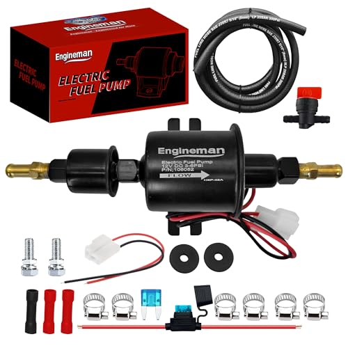 ENGINEMAN Universal Electric Fuel Pump Kit 12V 3-6 PSI Low Pressure with Fuel Filter 6.56 FT 5/16" ID Fuel Line Replacement For Carburetor Lawn Mower Gas Diesel Fuel Transfer Pump - Image 1