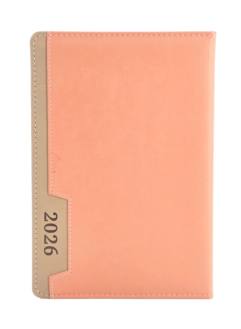 أجندة 2026 جلد صناعي مقاس A5، ورق سميك، مخطط يومي - لون القرنفل - Image 1