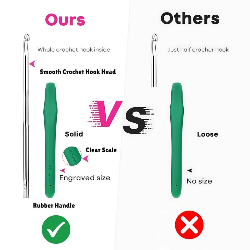 CLOSAL® 32 Pcs Crochet Hooks Set || 12 Sizes Crochet Hooks Set for Arthritic Hands || Crochet Kits for Beginners Adults || Crochet Hooks with Case || Complete Knitting Kit for Beginners & Adults - Image 3