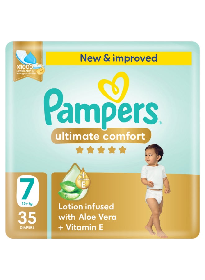 بامبرز حفاضات بريميوم كير، مقاس 7، 18+ كجم، أنعم الحفاضات وأفضل حماية للبشرة، 35 حفاضة - Image 1