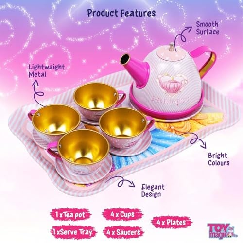 GRAPHENE Princess Pretend Play Tea Party Set for Kids – 14-Piece Kitchen Toy for Girls & Boys Ages 3-6 Fun & Safe Tea Time Role Play Gift for Toddlers & Preschoolers - Image 4