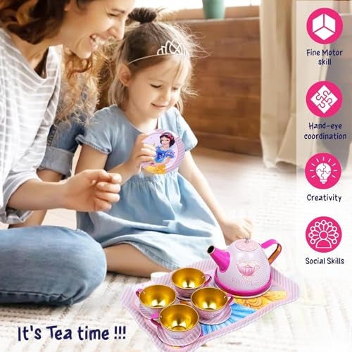 GRAPHENE Princess Pretend Play Tea Party Set for Kids – 14-Piece Kitchen Toy for Girls & Boys Ages 3-6 Fun & Safe Tea Time Role Play Gift for Toddlers & Preschoolers - Image 5