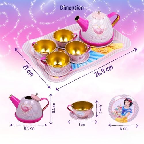 GRAPHENE Princess Pretend Play Tea Party Set for Kids – 14-Piece Kitchen Toy for Girls & Boys Ages 3-6 Fun & Safe Tea Time Role Play Gift for Toddlers & Preschoolers - Image 3