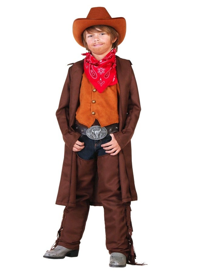 Fun Costumes Kid's Boy's Western Cowboy Costume for Cowboy Hat Vest Chaps Belt Buckle Bandana - XX-Large - Brown