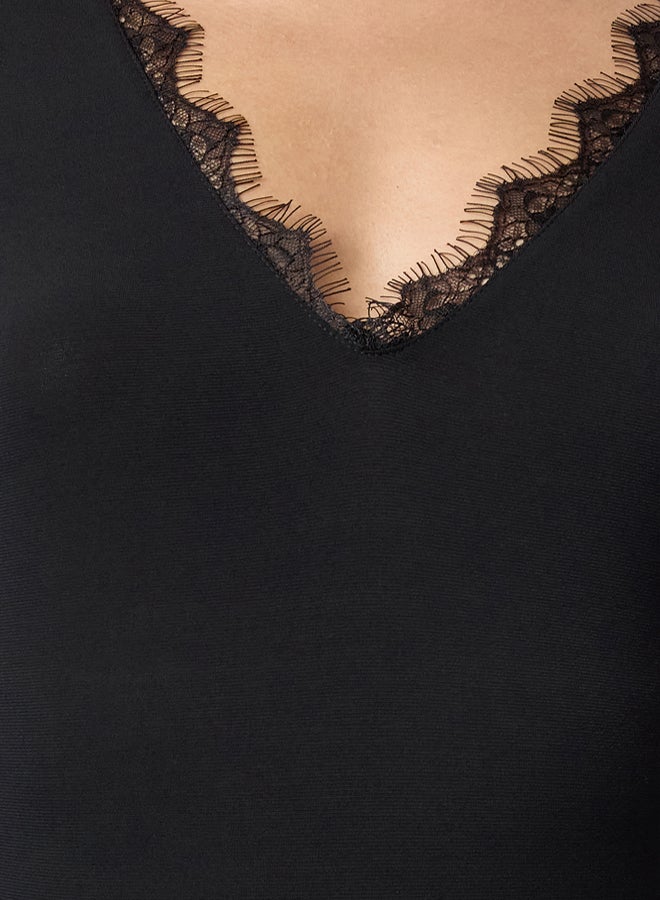 trendyol Black Knitted Lace Collar Detailed Bodysuit TPRAW25BD00007 - Image 3