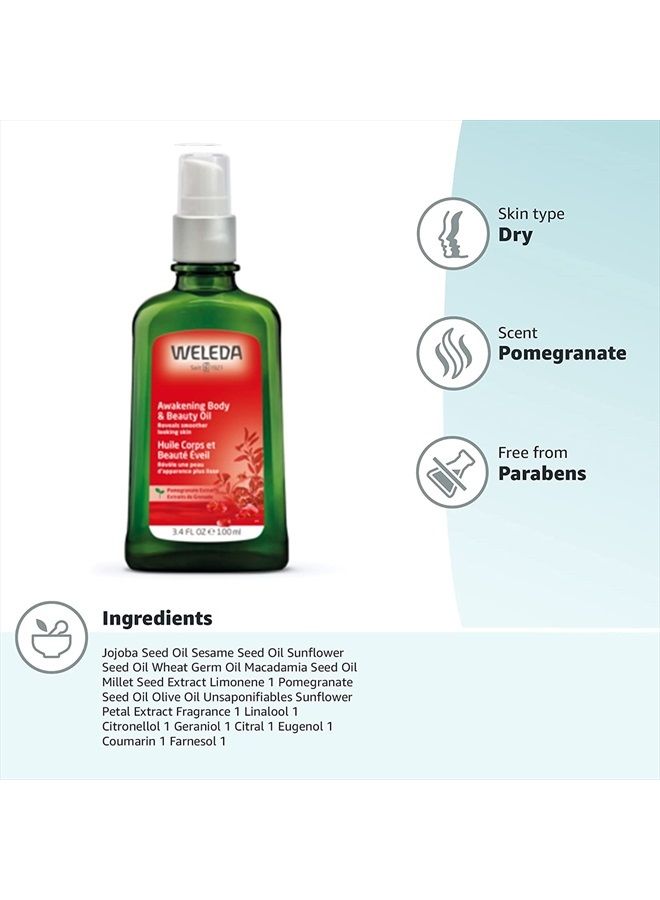 Weleda Awakening Pomegranate Body and Beauty Oil, 3.4 Fluid Ounce, Plant Rich Body and Beauty Oil with Pomegranate Seed, Jojoba and Sesame Oils - Image 3
