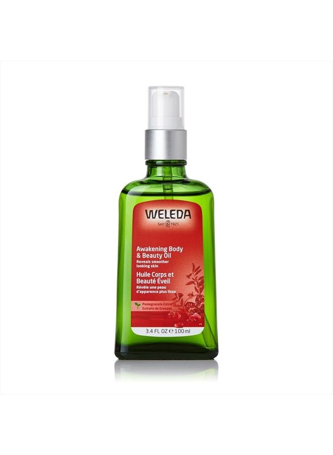 Weleda Awakening Pomegranate Body and Beauty Oil, 3.4 Fluid Ounce, Plant Rich Body and Beauty Oil with Pomegranate Seed, Jojoba and Sesame Oils - Image 1