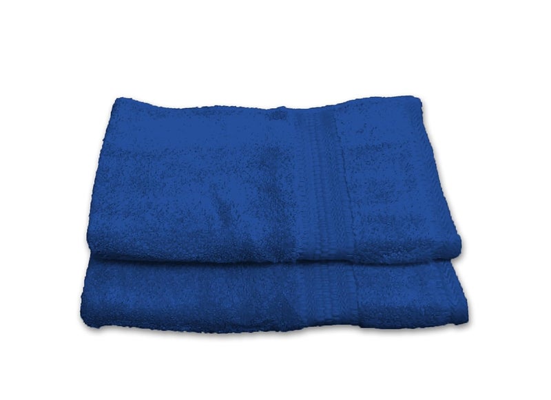 Bombay Dyeing Super Ultrx Zero Twist Plain Dyed 2 Piece Cotton Hand Towel Set, 650 GSM - Ultramarine
