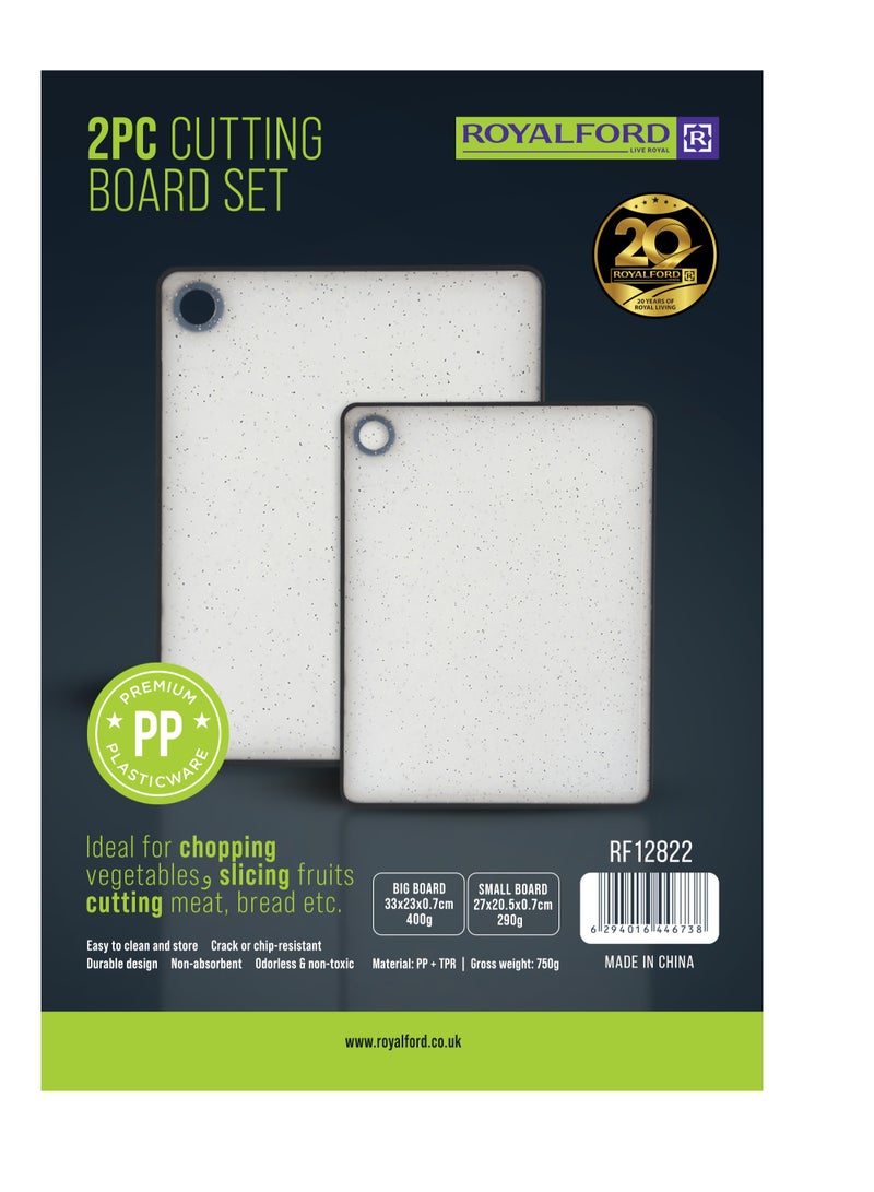 Royalford 2 Pieces Cutting Board Set- RF12822/ Plastic Chopping Board for Cut, Rolling Dough Needs/ Big and Small Size, Perfect for Slicing Fruits, Vegetables, Fish, Meat - Image 2