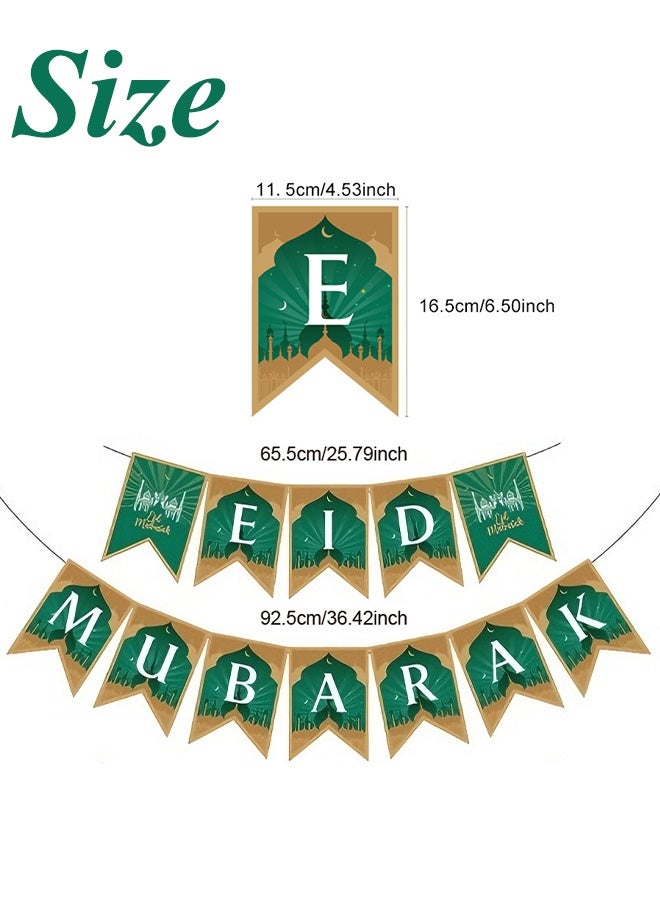 Eid Decorations for Home, Eid Mubarak Banner Ramadan Hanging Wall Decorations for Islam Festival Party,Green - view 5