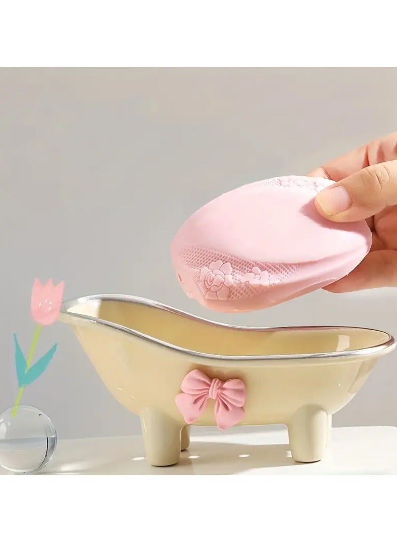 أوريتي 1pc الإبداعي لطيف القوس صابون حامل الصابون ذاتي التصريف حامل الصابون الصابون - Image 4