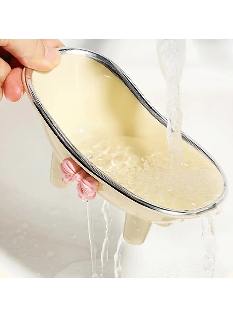 أوريتي 1pc الإبداعي لطيف القوس صابون حامل الصابون ذاتي التصريف حامل الصابون الصابون - Image 5