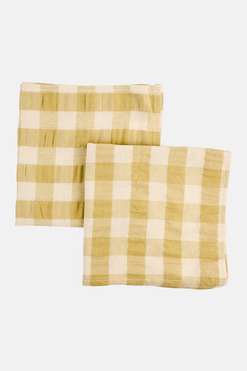 Muy Mucho 2 Pack Checkered Napkins, Sage Green  - Image 1