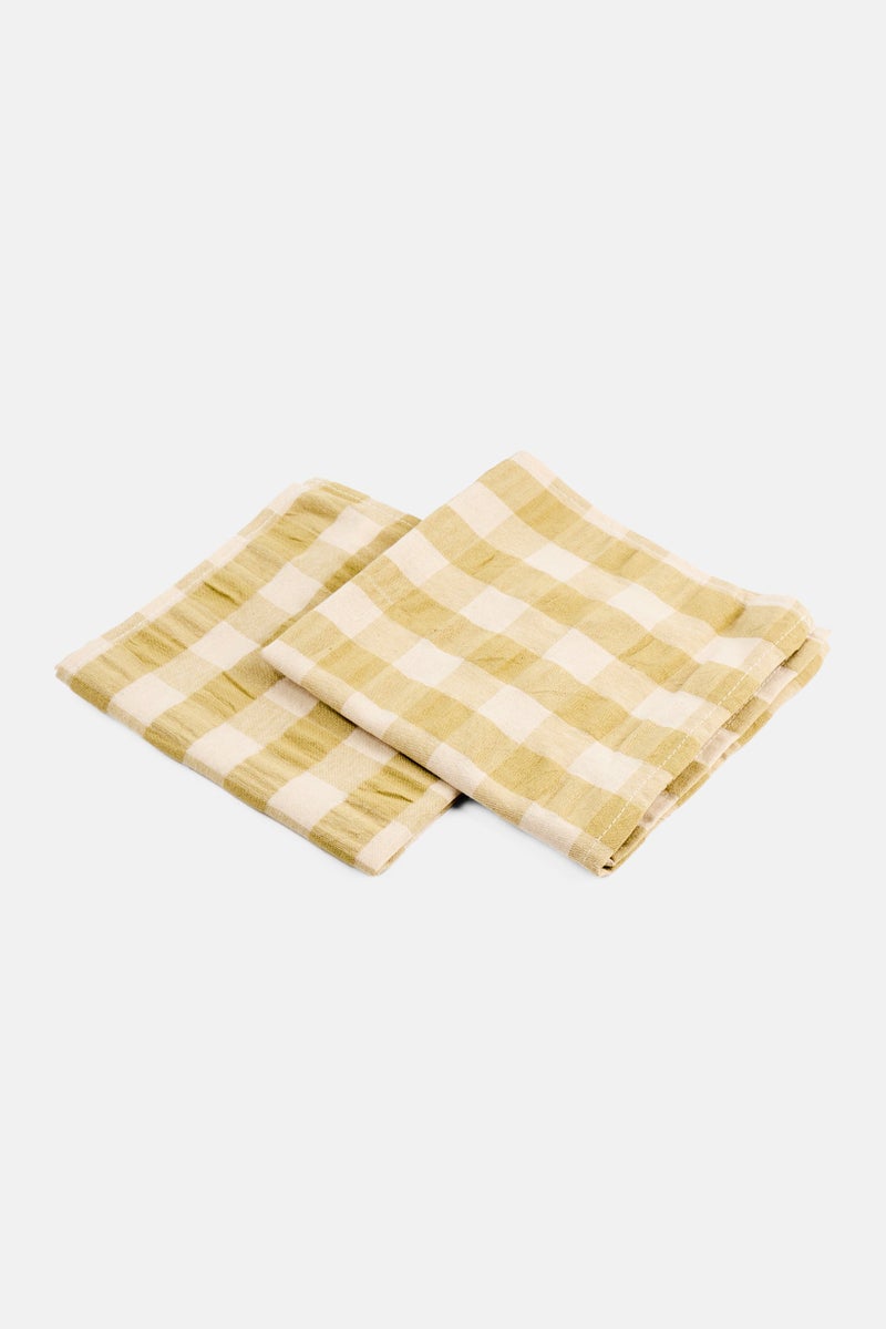 Muy Mucho 2 Pack Checkered Napkins, Sage Green  - Image 2