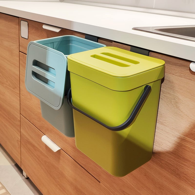 stonespace stonespace Small Kitchen Trash Can with Lid Compost Bin Indoor Kitchen Sealed Under Sink Trash Can 5 L13 Gallon Plastic Trash Bin Green 