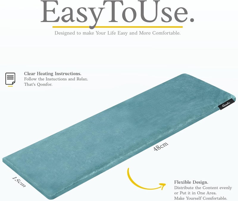 Qomfor Wheat Bag Microwavable - Large Microwave Heat Pack - Wheat and Lavender Filled Heat Pad Microwavable Soft Fleece for Pain Relief, Neck and Shoulders & Back Pain - Reusable Wheat Bag - Green/Blue - Image 3