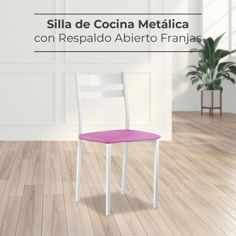 ASTIMESA Metal Open Back Kitchen Chair Pink 47cm x 45cm x 40cm - Image 2