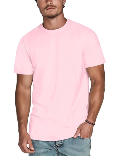 Zengjo Mens Tees Crewneck Classic Fit(Light Pink,XXL) - Image 1