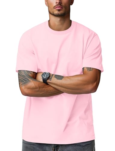 Zengjo Mens Tees Crewneck Classic Fit(Light Pink,XXL) - Image 2
