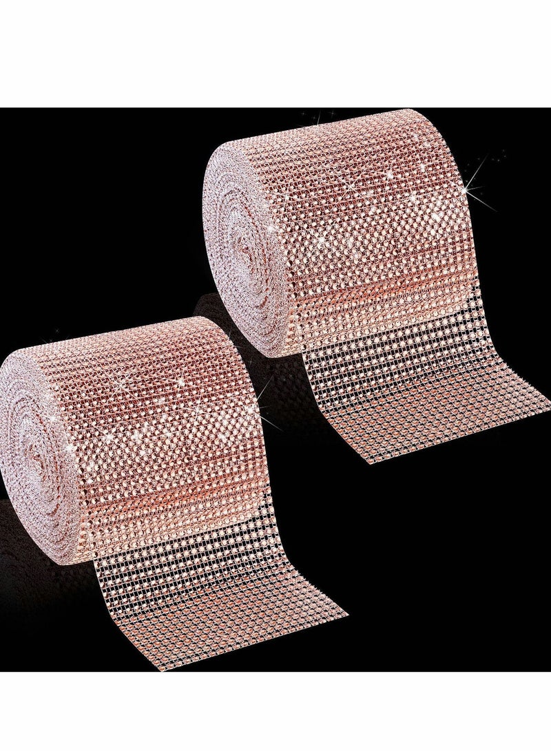 Y&D Diamond Mesh Ribbon 20 Yards Rhinestone Wrap 24 Row for Event Decorations Wedding Cake Vase Party Supplies 4.75 Inch x 10 2 Rolls - Image 1