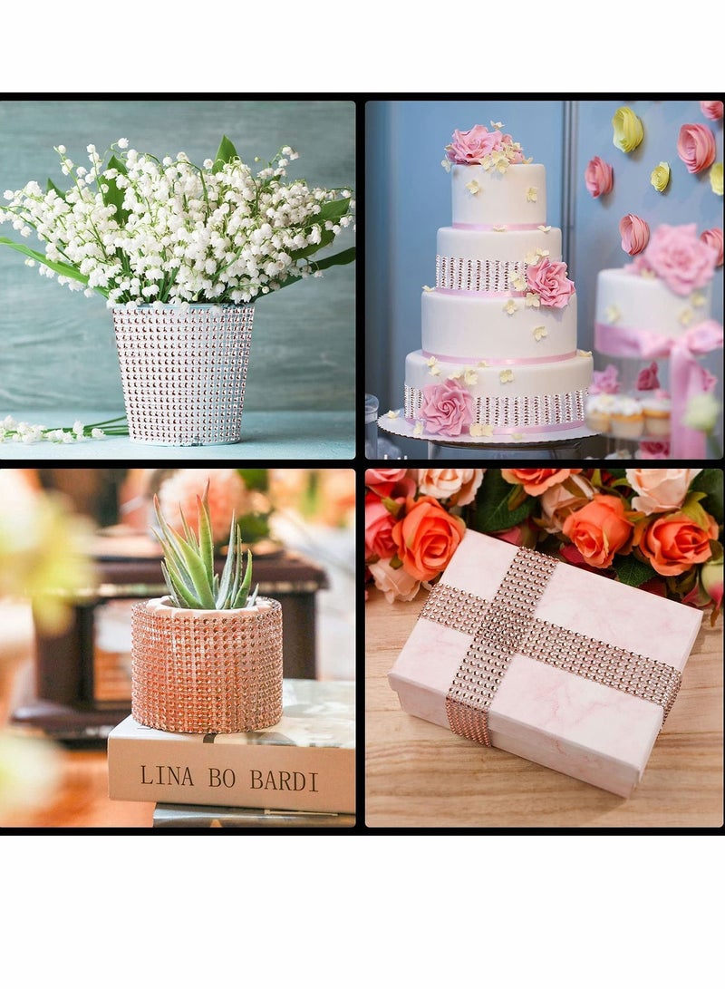 Y&D Diamond Mesh Ribbon 20 Yards Rhinestone Wrap 24 Row for Event Decorations Wedding Cake Vase Party Supplies 4.75 Inch x 10 2 Rolls - Image 2