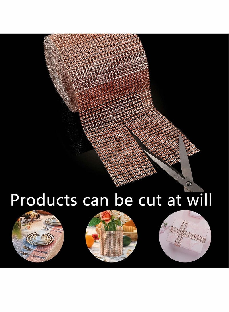 Y&D Diamond Mesh Ribbon 20 Yards Rhinestone Wrap 24 Row for Event Decorations Wedding Cake Vase Party Supplies 4.75 Inch x 10 2 Rolls - Image 4