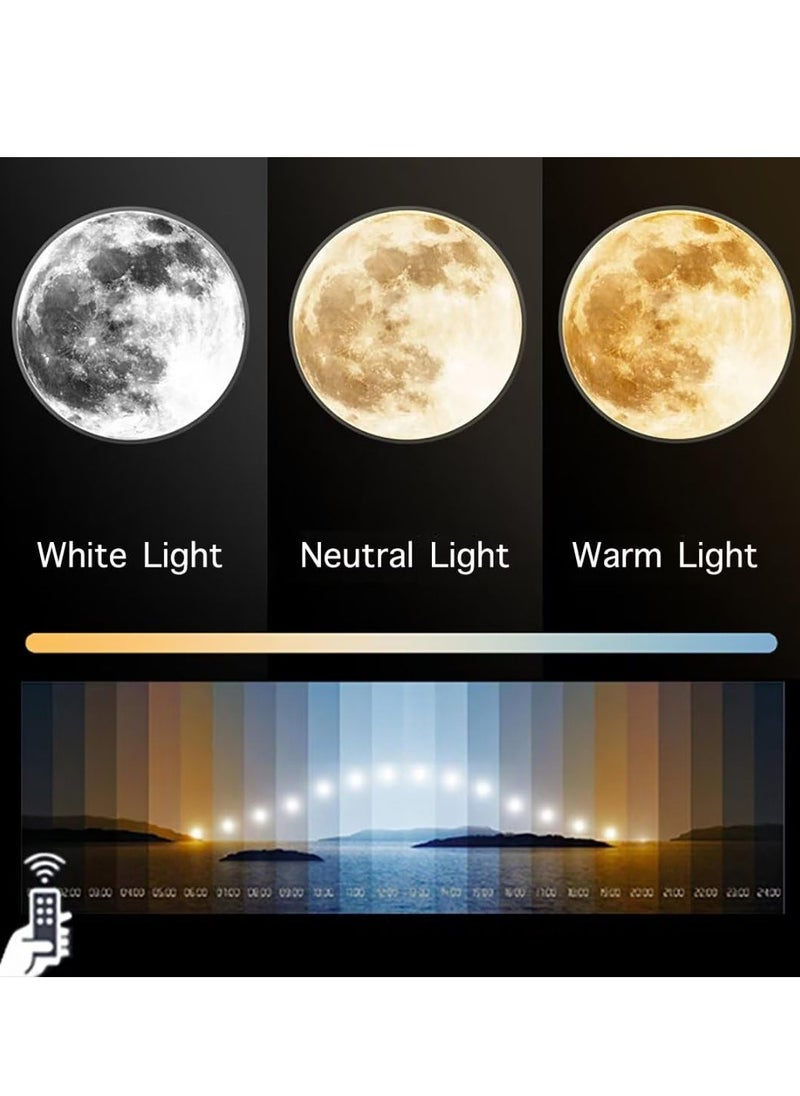 XiuWoo LED Moon Ceiling Light, Round Ceiling Light, Simulation Moon Chandelier Entrance Hallway Ceiling Light, or Living Room Bedroom Study Room, 38 cm, with Remote Control  - Image 3