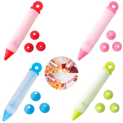 BRYHZKCM Pack of 4 Dessert Decorating Cake Decorating Pens Kit,Cake Decorating Syringe Cylinder Used for Chocolate Jam, Lettering, Drawing, and Cream Cake Baking Decorating Tools， - Image 1