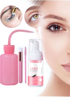 100ml Lash Shampoo for Lash Extensions 100ml Eyelash Extension Cleanser Rinse Bottle Sensitive and Non Irritation Lash Cleaning Kit for Eyelash Extensions Salon and Home Use