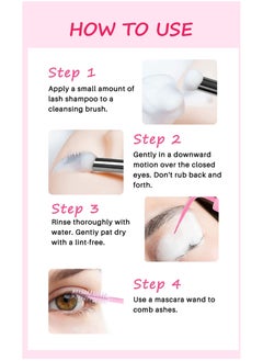 Lanthome 100ml Lash Shampoo for Lash Extensions 100ml Eyelash Extension Cleanser Rinse Bottle Sensitive and Non Irritation Lash Cleaning Kit for Eyelash Extensions Salon and Home Use  - Image 5