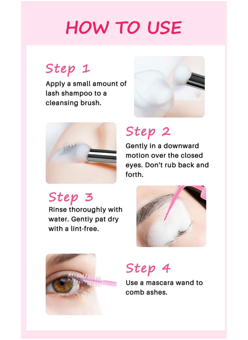 Lanthome - 100ml Lash Shampoo for Lash Extensions 100ml Eyelash Extension Cleanser Rinse Bottle Sensitive and Non Irritation Lash Cleaning Kit for Eyelash Extensions Salon and Home Use - Image 1