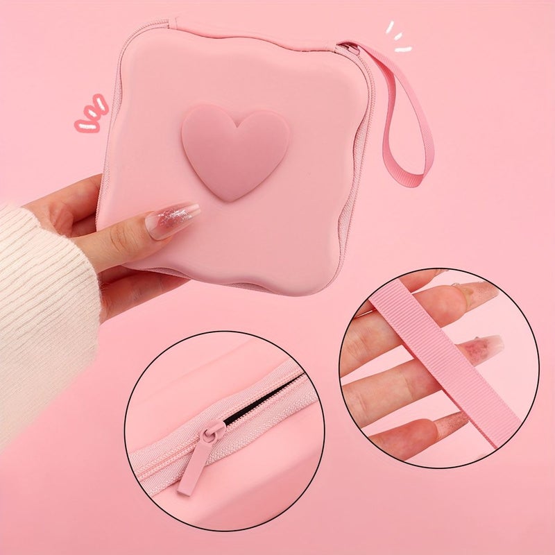 Black Heart Shaped Candy Colored Data Cable Storage Bag - Image 5