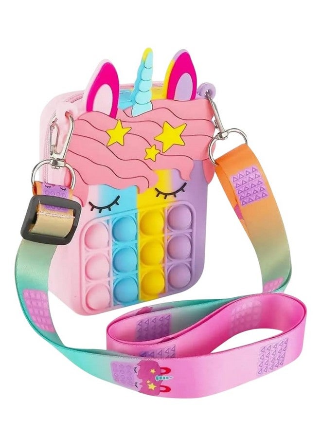 Firstdemand Pop It Unicorn Crossbody Bag, Rainbow Pastel Colours, Fidget Toy Purse with Adjustable Strap
