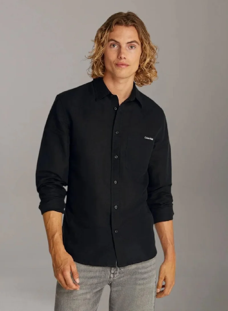 كالفن كلاين جينز قميص من القطن والكتان