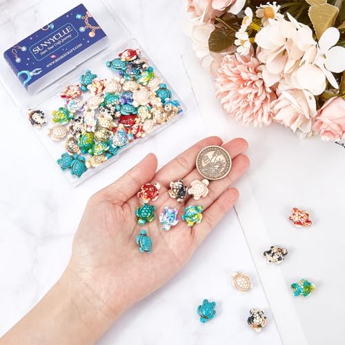 SUNNYCLUE 1 Box 70Pcs 7 Colors Turtle Beads Bulk Sea Turtle Bead Charms Synthetic Turquoise Ocean Animal Tortoise Loose Spacer Beads for DIY Crafts Jewelry Necklace Bracelet Making Bead Assortments - Image 3
