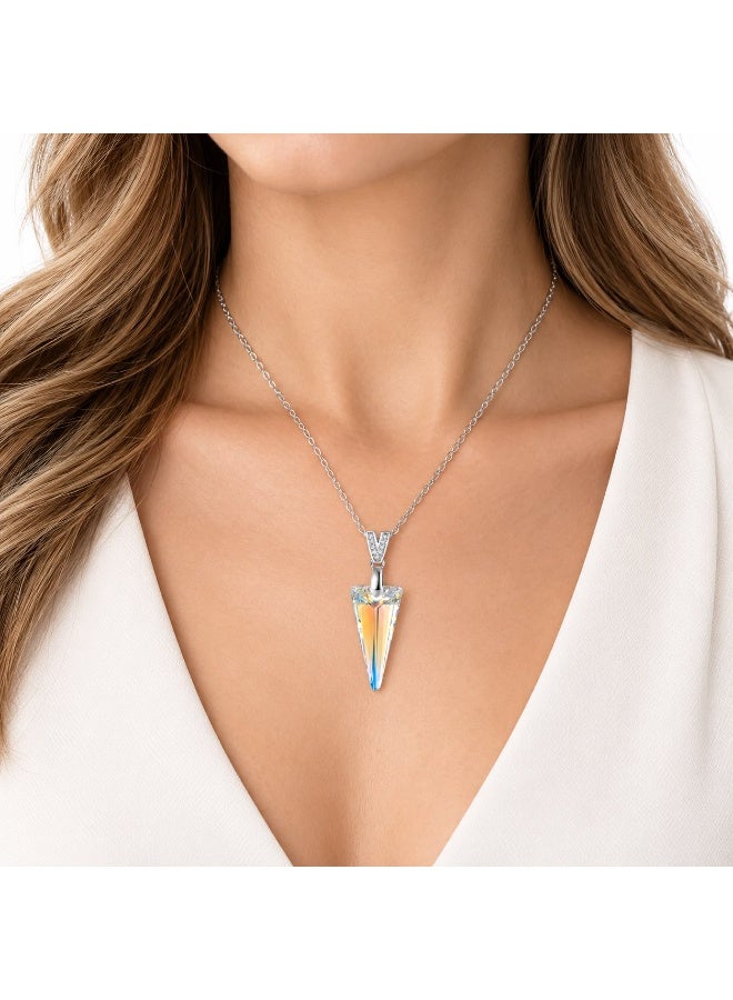 Veya Multi-Faceted Geometric Crystal Pendant Necklace – 925 Sterling Silver – Includes Velvet Pouch and Elegant Paper Bag - Image 5