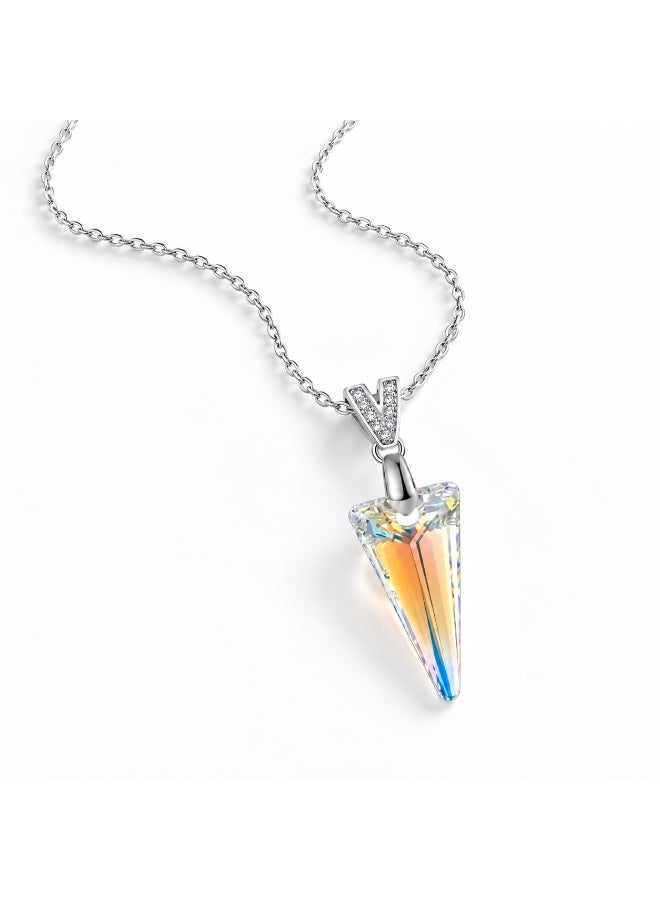 Veya Multi-Faceted Geometric Crystal Pendant Necklace – 925 Sterling Silver – Includes Velvet Pouch and Elegant Paper Bag - Image 2