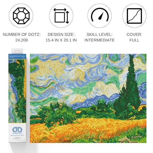 Diamond DOTZ Wheat Fields Van Gogh Scenery Diamond Painting Kits for Adults Diamond Art Kits a Relaxing Creative Craft Kit with Dotz Gems 20x153 - Image 3
