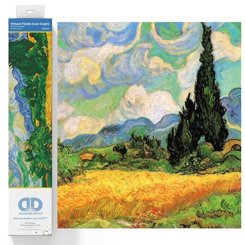Diamond DOTZ Wheat Fields Van Gogh Scenery Diamond Painting Kits for Adults Diamond Art Kits a Relaxing Creative Craft Kit with Dotz Gems 20x153 - Image 1