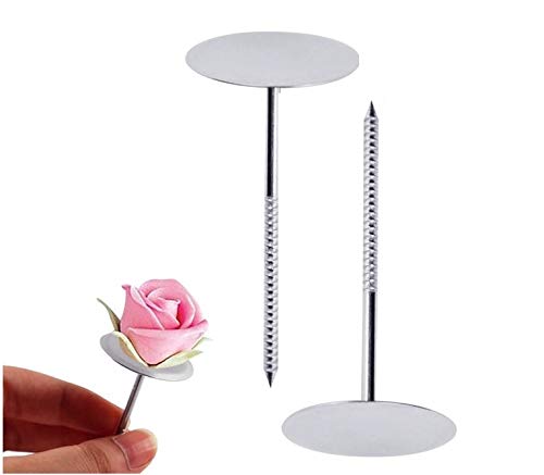 CONNECTWIDE 2pcs Cake Decorating Nails Stainless Steel Piping Nail 3D Rose Flower Maker Piping Bottom Tray Ice Cream Flowers Cake Decoration Tool  - Image 1
