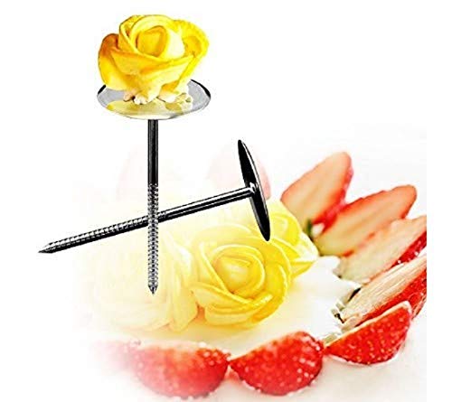 CONNECTWIDE 2pcs Cake Decorating Nails Stainless Steel Piping Nail 3D Rose Flower Maker Piping Bottom Tray Ice Cream Flowers Cake Decoration Tool  - Image 5