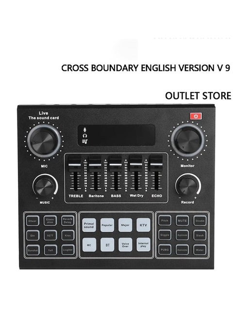 V9 Sound Card Audio Set Interface External Usb Webcast Studio Live Microphone Bluetoo Function For Phone Computer(with built-in battery)