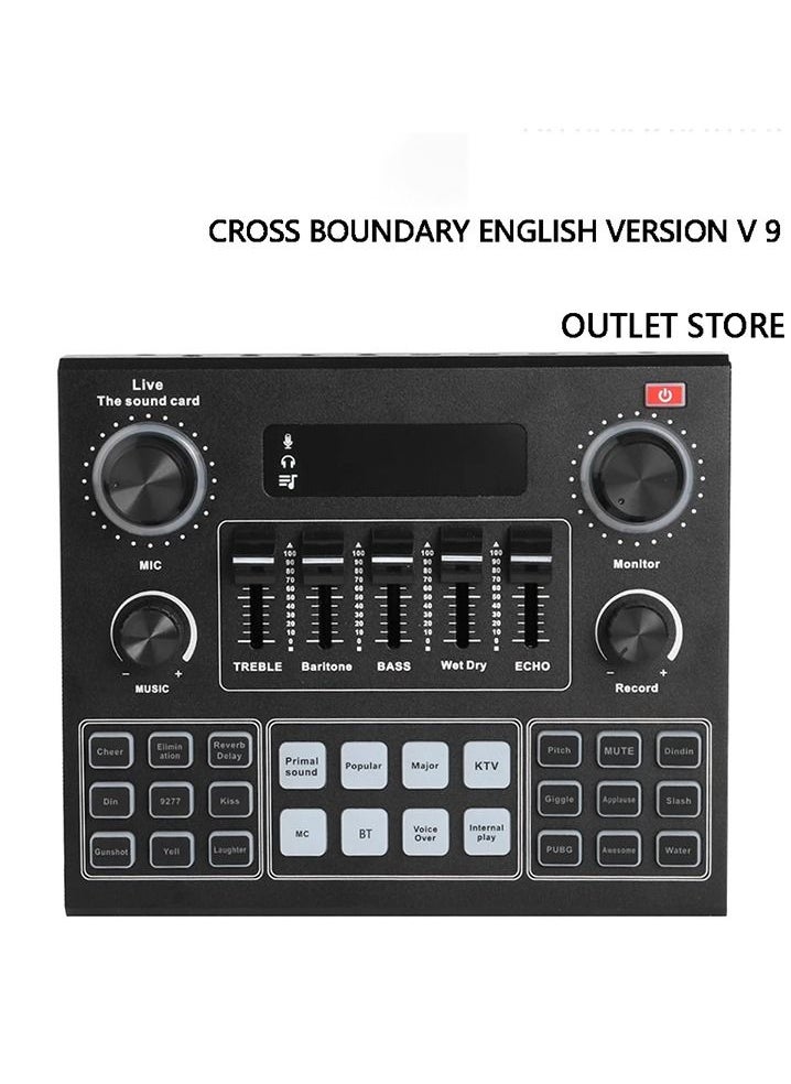 Generic - V9 Sound Card Audio Set Interface External Usb Webcast Studio Live Microphone Bluetoo Function For Phone Computer(with built-in battery) - Image 1