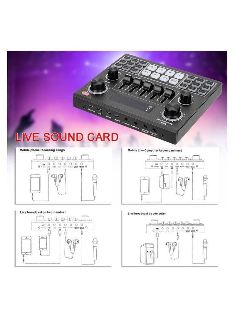 Generic - V9 Sound Card Audio Set Interface External Usb Webcast Studio Live Microphone Bluetoo Function For Phone Computer(with built-in battery) - Image 1