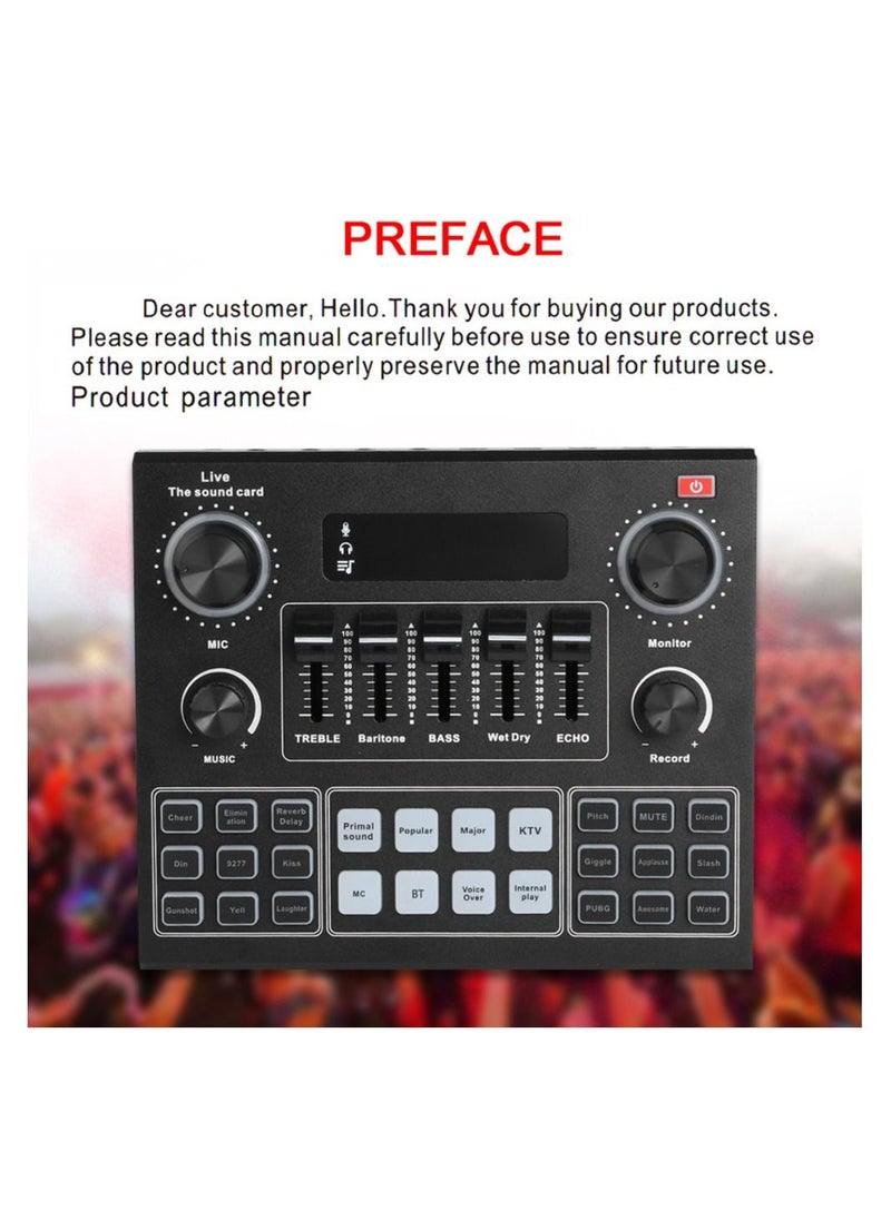 Generic - V9 Sound Card Audio Set Interface External Usb Webcast Studio Live Microphone Bluetoo Function For Phone Computer(with built-in battery) - Image 1