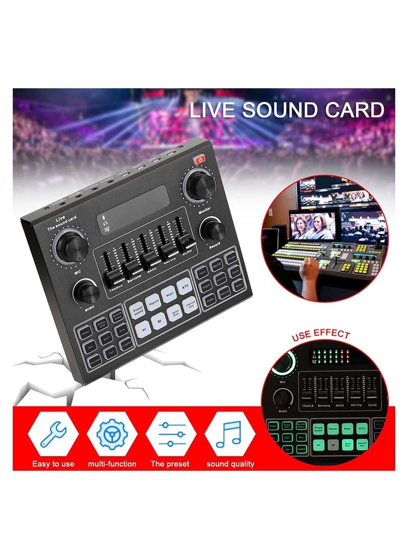 Generic - V9 Sound Card Audio Set Interface External Usb Webcast Studio Live Microphone Bluetoo Function For Phone Computer(with built-in battery) - Image 1