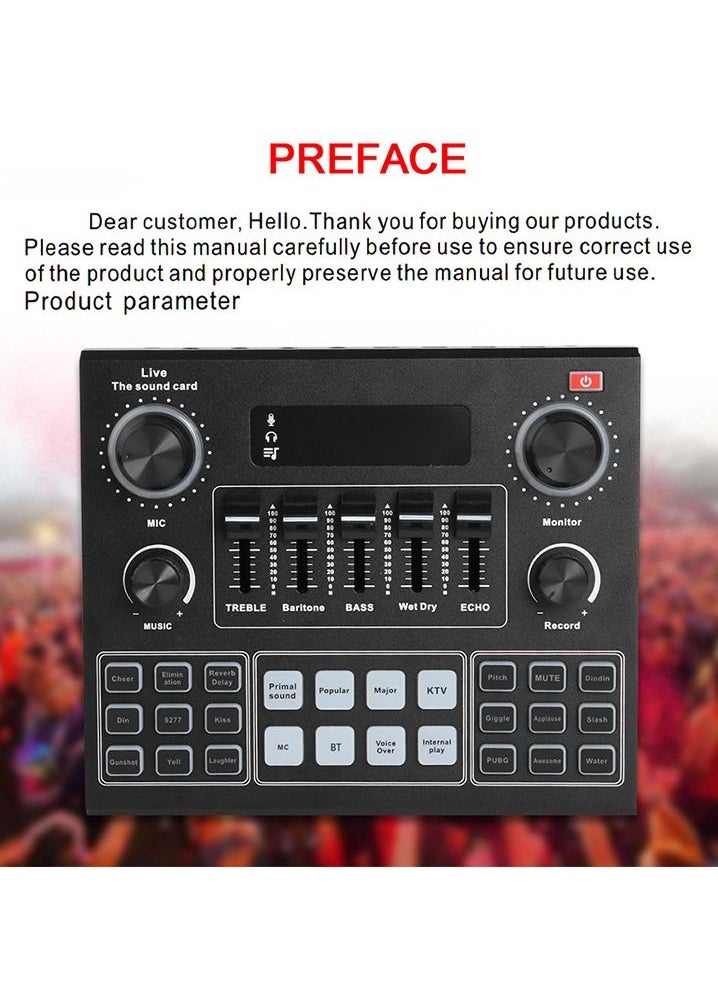 Generic - V9 Sound Card Audio Set Interface External Usb Webcast Studio Live Microphone Bluetoo Function For Phone Computer(with built-in battery) - Image 1