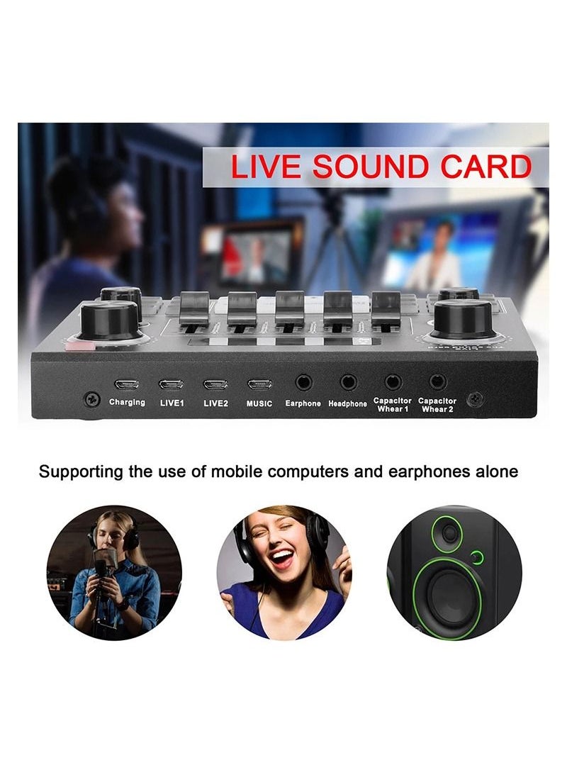 Generic - V9 Sound Card Audio Set Interface External Usb Webcast Studio Live Microphone Bluetoo Function For Phone Computer(with built-in battery) - Image 1