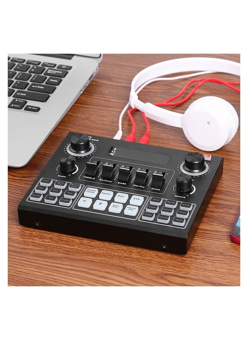 Generic - V9 Sound Card Audio Set Interface External Usb Webcast Studio Live Microphone Bluetoo Function For Phone Computer(with built-in battery) - Image 1